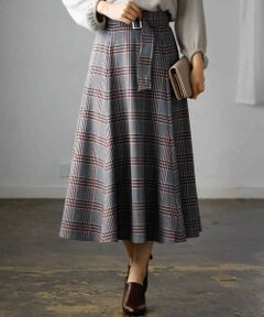MK MICHEL KLEIN / エムケーミッシェルクラン ロング・マキシ丈スカート | 【洗濯機で洗える】チェック柄フレアースカート