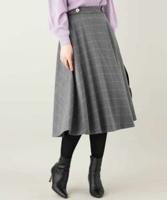 MK MICHEL KLEIN / エムケーミッシェルクラン ロング・マキシ丈スカート | ウィンドペンチェック柄フレアスカート