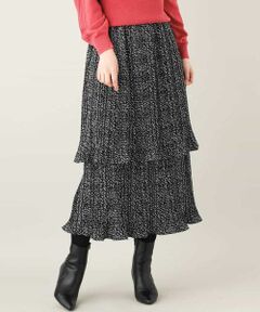 MK MICHEL KLEIN / エムケーミッシェルクラン ロング・マキシ丈スカート | プリントプリーツティアードスカート