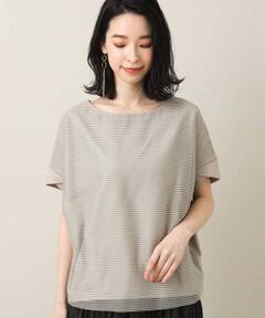 【洗える】シフォンチュールボーダーカットソー