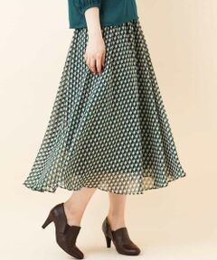 MK MICHEL KLEIN / エムケーミッシェルクラン ロング・マキシ丈スカート | 【洗える】レトロ幾何柄スカート