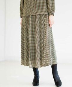 【洗濯機で洗える】チェック柄シフォンスカート