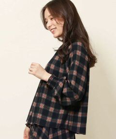 MK MICHEL KLEIN / エムケーミッシェルクラン シャツ・ブラウス | シャーリングハイネックチェック柄ブラウス/洗える