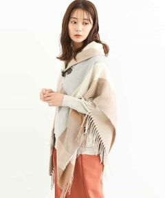 MK MICHEL KLEIN / エムケーミッシェルクラン マフラー・ショール・スヌード・ストール | チェック柄ギャザーポンチョ/洗える