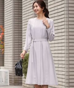 MK MICHEL KLEIN / エムケーミッシェルクラン ロング・マキシ丈ワンピース | サテンジョーゼット プリーツワンピース