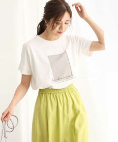 MK MICHEL KLEIN / エムケーミッシェルクラン カットソー | スクエアプリントロゴTシャツ/洗える