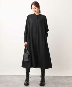 MK MICHEL KLEIN / エムケーミッシェルクラン ロング・マキシ丈ワンピース | サイドタックツイルワンピース/洗える