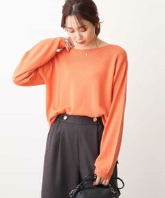 MK MICHEL KLEIN / エムケーミッシェルクラン ニット・セーター | ボートネックパフスリーブニット/洗える