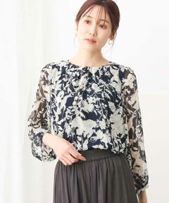 花柄シフォンブラウス/洗える