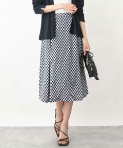 MK MICHEL KLEIN / エムケーミッシェルクラン ロング・マキシ丈スカート | 幾何柄タックスカート/洗える