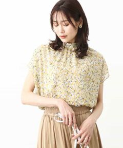 ※販売中止※小花柄シフォンブラウス/2way/洗える