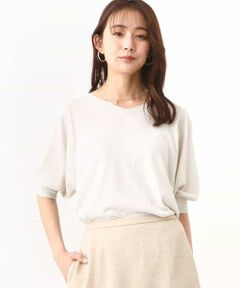 MK MICHEL KLEIN / エムケーミッシェルクラン ニット・セーター | ボリュームスリーブVネックラメニット/洗える