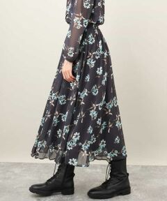 花柄シフォンスカート/洗える