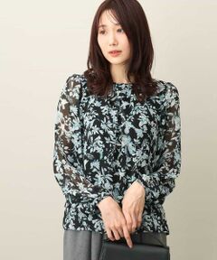 MK MICHEL KLEIN / エムケーミッシェルクラン シャツ・ブラウス | 花柄シフォンブラウス/洗える