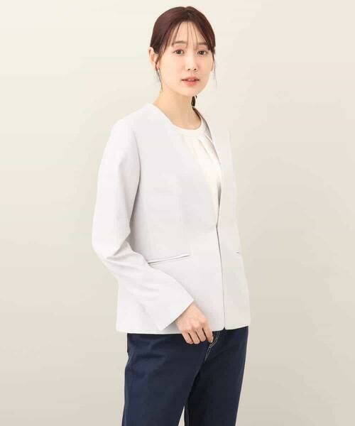 MK MICHEL KLEIN / エムケーミッシェルクラン ノーカラージャケット | カラーレスジャケット/セットアップ対応/洗える | 詳細25