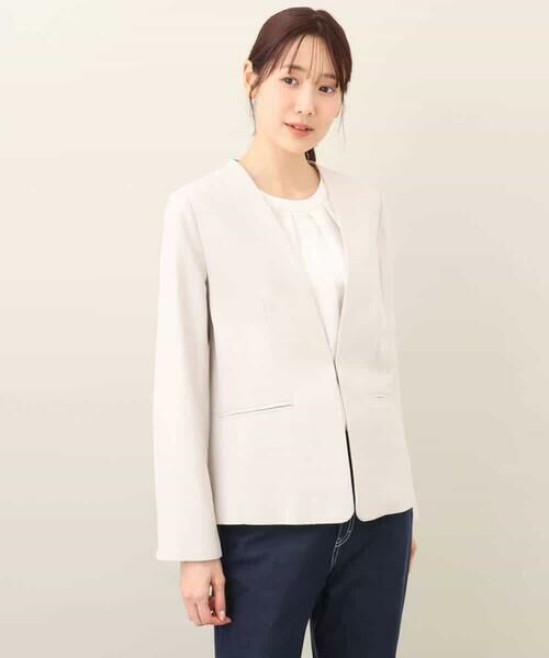 MK MICHEL KLEIN / エムケーミッシェルクラン ノーカラージャケット | カラーレスジャケット/セットアップ対応/洗える | 詳細26