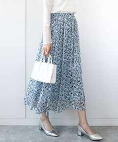 MK MICHEL KLEIN / エムケーミッシェルクラン ロング・マキシ丈スカート | 花柄シフォンスカート/洗える