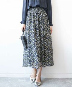 MK MICHEL KLEIN / エムケーミッシェルクラン ロング・マキシ丈スカート | 花柄シフォンスカート/洗える