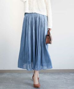 MK MICHEL KLEIN / エムケーミッシェルクラン ロング・マキシ丈スカート | シャイニーサテンスカート/洗える