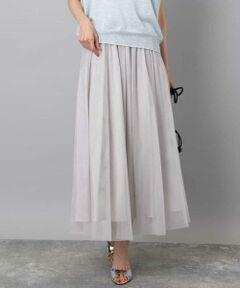 MK MICHEL KLEIN / エムケーミッシェルクラン ロング・マキシ丈スカート | シャイニーチュールシフォンスカート/洗える