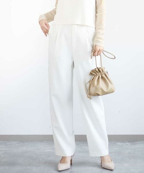 MK MICHEL KLEIN/エムケーミッシェルクラン ドライタッチイージーストレッチパンツ/洗える アイボリー M MK MICHEL KLEIN/エムケーミッシェルクラン ドライタッチイージーストレッチパンツ/洗える アイボリー M