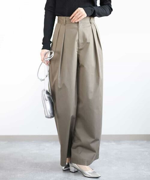 MK MICHEL KLEIN / エムケーミッシェルクラン チノ・ワークパンツ | ライトツイル2タックワイドパンツ/洗える | 詳細1