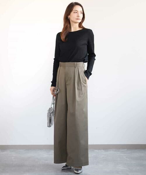 MK MICHEL KLEIN / エムケーミッシェルクラン チノ・ワークパンツ | ライトツイル2タックワイドパンツ/洗える | 詳細2