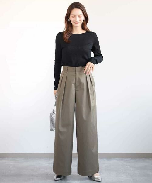 MK MICHEL KLEIN / エムケーミッシェルクラン チノ・ワークパンツ | ライトツイル2タックワイドパンツ/洗える | 詳細3