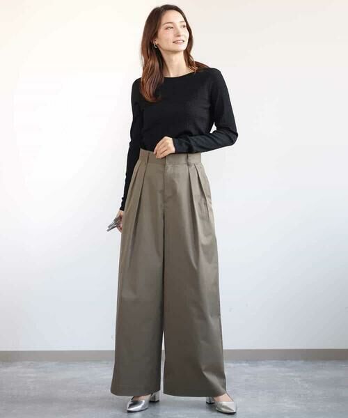 MK MICHEL KLEIN / エムケーミッシェルクラン チノ・ワークパンツ | ライトツイル2タックワイドパンツ/洗える | 詳細4