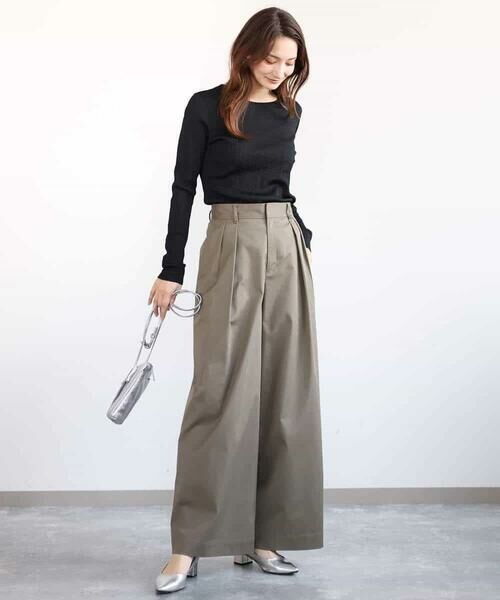 MK MICHEL KLEIN / エムケーミッシェルクラン チノ・ワークパンツ | ライトツイル2タックワイドパンツ/洗える | 詳細5