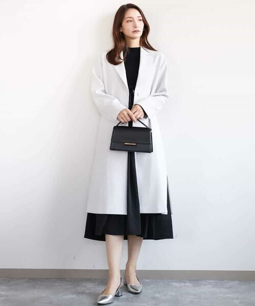 MK MICHEL KLEIN / エムケーミッシェルクラン ロング・マキシ丈ワンピース | ニット×タフタ タックギャザー切替えワンピース/洗える | 詳細11