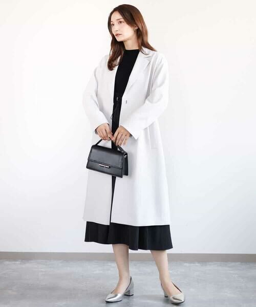 MK MICHEL KLEIN / エムケーミッシェルクラン ロング・マキシ丈ワンピース | ニット×タフタ タックギャザー切替えワンピース/洗える | 詳細9