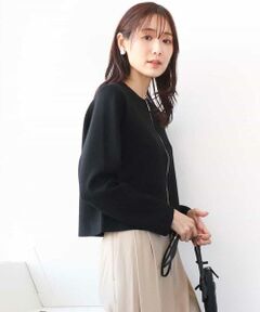 MK MICHEL KLEIN / エムケーミッシェルクラン その他アウター | ジップアップニットブルゾン/洗える