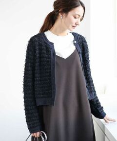 MK MICHEL KLEIN / エムケーミッシェルクラン カーディガン・ボレロ | チュールモールツイード調ニットカーディガン/洗える