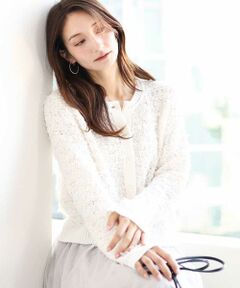 MK MICHEL KLEIN / エムケーミッシェルクラン カーディガン・ボレロ | チュールモールツイード調ニットカーディガン/洗える