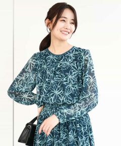 MK MICHEL KLEIN / エムケーミッシェルクラン シャツ・ブラウス | ラインフラワーシフォンブラウス/洗える