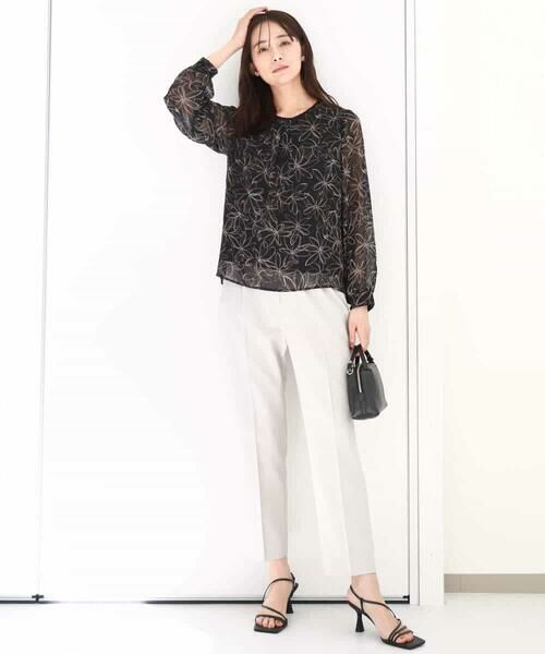 MK MICHEL KLEIN / エムケーミッシェルクラン シャツ・ブラウス | ラインフラワーシフォンブラウス/洗える | 詳細11