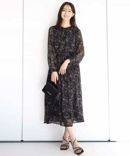 MK MICHEL KLEIN / エムケーミッシェルクラン シャツ・ブラウス | ラインフラワーシフォンブラウス/洗える | 詳細12