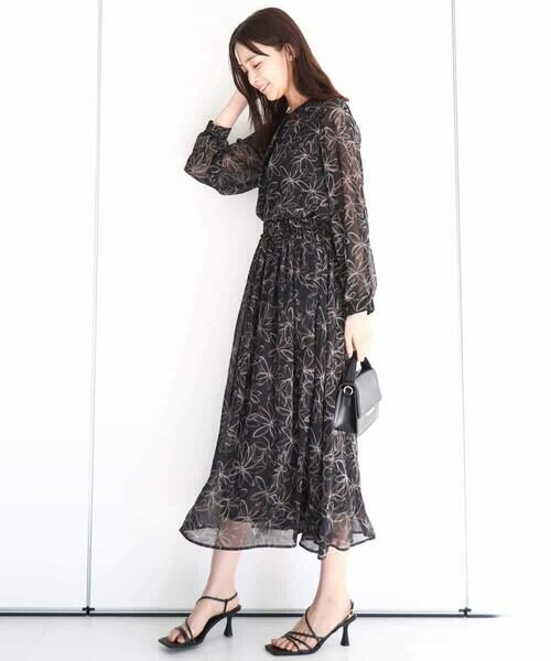 MK MICHEL KLEIN / エムケーミッシェルクラン シャツ・ブラウス | ラインフラワーシフォンブラウス/洗える | 詳細13