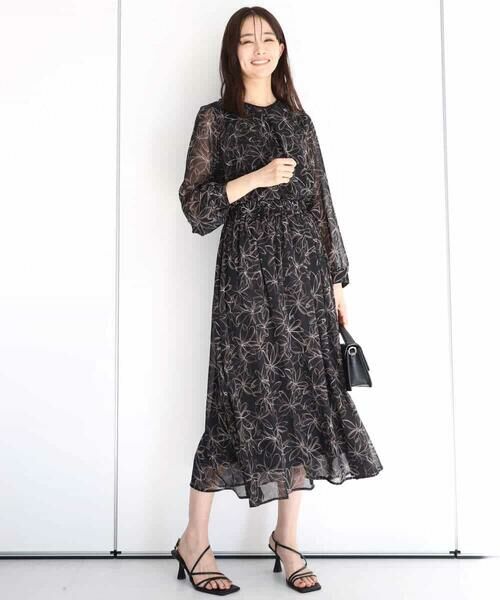 MK MICHEL KLEIN / エムケーミッシェルクラン シャツ・ブラウス | ラインフラワーシフォンブラウス/洗える | 詳細14