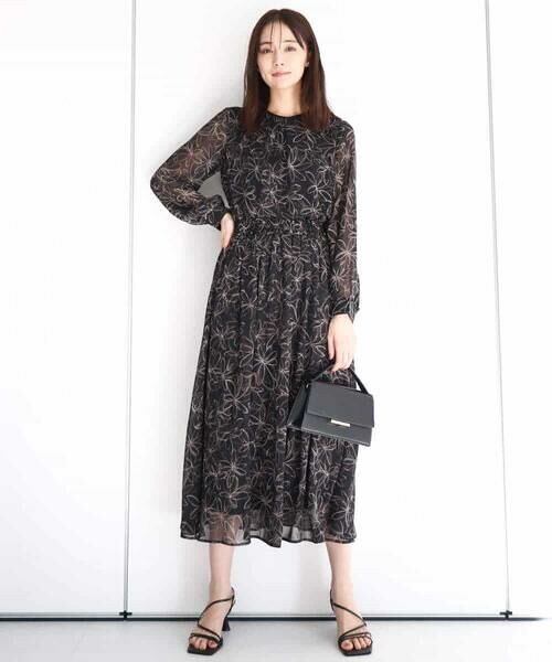 MK MICHEL KLEIN / エムケーミッシェルクラン シャツ・ブラウス | ラインフラワーシフォンブラウス/洗える | 詳細15