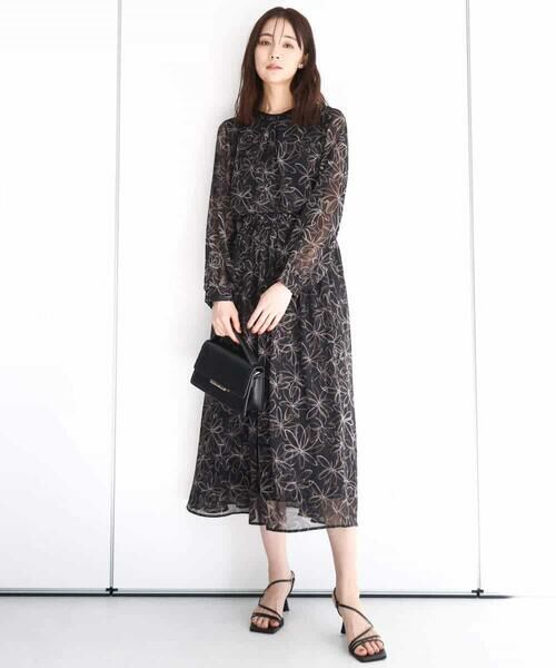 MK MICHEL KLEIN / エムケーミッシェルクラン シャツ・ブラウス | ラインフラワーシフォンブラウス/洗える | 詳細16