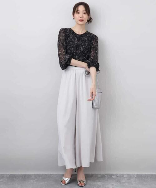 MK MICHEL KLEIN / エムケーミッシェルクラン シャツ・ブラウス | ラインフラワーシフォンブラウス/洗える | 詳細18