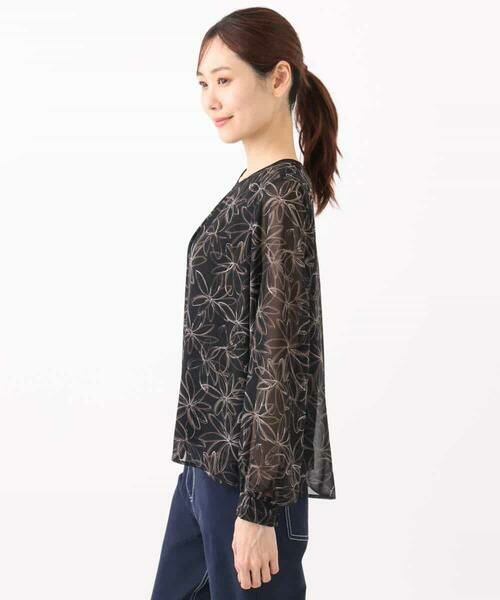 MK MICHEL KLEIN / エムケーミッシェルクラン シャツ・ブラウス | ラインフラワーシフォンブラウス/洗える | 詳細21