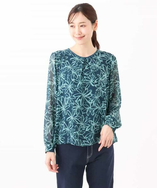 MK MICHEL KLEIN / エムケーミッシェルクラン シャツ・ブラウス | ラインフラワーシフォンブラウス/洗える | 詳細28