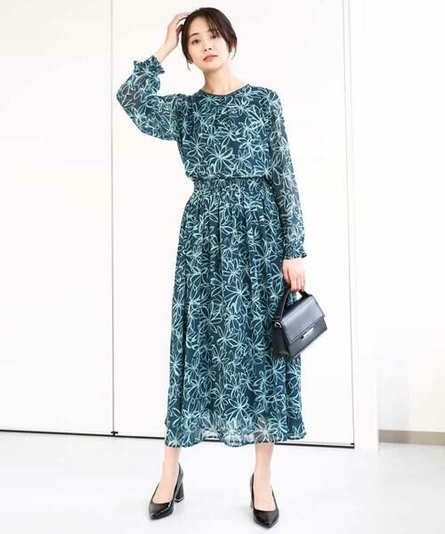 MK MICHEL KLEIN / エムケーミッシェルクラン シャツ・ブラウス | ラインフラワーシフォンブラウス/洗える | 詳細4