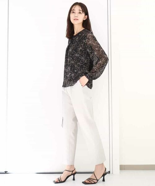 MK MICHEL KLEIN / エムケーミッシェルクラン シャツ・ブラウス | ラインフラワーシフォンブラウス/洗える | 詳細9