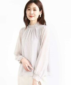 MK MICHEL KLEIN / エムケーミッシェルクラン シャツ・ブラウス | 幾何柄シフォンスタンドカラーブラウス/洗える