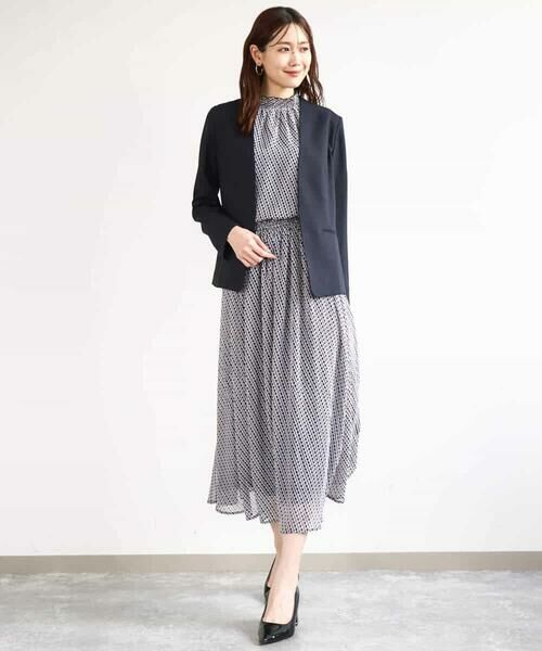 MK MICHEL KLEIN / エムケーミッシェルクラン シャツ・ブラウス | 幾何柄シフォンスタンドカラーブラウス/洗える | 詳細11