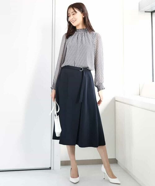 MK MICHEL KLEIN / エムケーミッシェルクラン シャツ・ブラウス | 幾何柄シフォンスタンドカラーブラウス/洗える | 詳細14